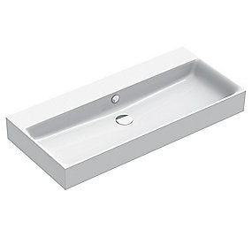 Catalano PREMIUM100 håndvask, håndvask, badeværelsesvask, italiensk design, antibakteriel glasur, 1000x470 mm vask, Catalano vask, uden hanehul, med overløb, VVS.