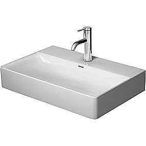 Duravit DuraSquare håndvask, vask, håndvask, badeværelsesvask, 60x40 cm vask, Duravit vask, uden hanehul, uden overløb, WonderGliss vask, VVS.