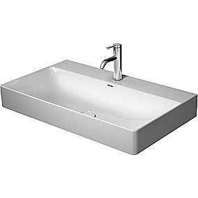 Duravit DuraSquare håndvask, vask, håndvask, badeværelsesvask, 80x47 cm vask, Duravit vask, uden hanehul, uden overløb, slebet bund vask, VVS.