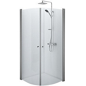 Ifö Space buet dør SBNK 900. Mat, profil/klart glas. Knopgreb