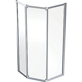 Ifö Showerama brusevæg med skydedør, 1000x1000x2000mm, sølv/klar