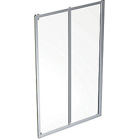 Contura Space skydedør, brusekabine skydedør, 1250x2000 mm skydedør, sølvfarvet profil, klart glas, brusekabinedør, Contura brusekabine.