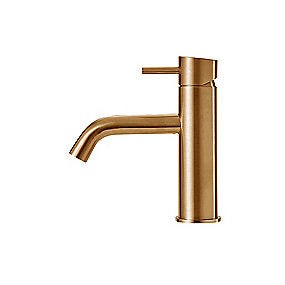 Qtoo d line håndvaskarmatur, håndvaskarmatur, Qtoo armatur, PVD kobber armatur, børstet PVD kobber armatur, fast tud, 125mm tud, 5l/min, VVS.