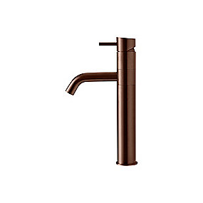 Qtoo d line Håndvaskarmatur høj J-svingtud 130mm 5,7 l/min, Matbørstet PVD Bronze