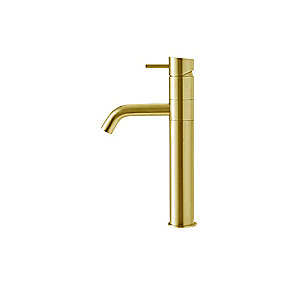 Qtoo d line håndvaskarmatur, håndvaskarmatur, Qtoo armatur, høj model armatur, svingbar tud armatur, børstet PVD messing armatur, Ø22 tud, 130mm tud, VVS.