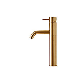 Qtoo d line håndvaskarmatur, håndvaskarmatur, Qtoo armatur, høj model armatur, svingbar tud armatur, poleret PVD kobber armatur, Ø22 tud, 130mm tud, VVS.