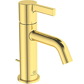 Ideal Standard JOY håndvaskarmatur, håndvaskarmatur, Ideal Standard armatur, børstet guld armatur, med træk-op bundventil, VVS.