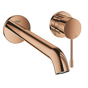 Grohe Essence 2-huls håndvaskbatteri, håndvaskbatteri, Grohe armatur, Essence armatur, Warm Sunset armatur, L-Size armatur, vægmonteret armatur, 230mm fremspring, VVS.