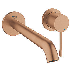 Grohe Essence 2-huls håndvaskbatteri, håndvaskbatteri, Grohe armatur, Essence armatur, børstet Warm Sunset armatur, L-Size armatur, vægmonteret armatur, 230mm fremspring, VVS.