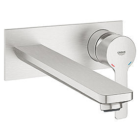 GROHE Lineare 2-huls håndvaskarmatur til væg. Supersteel