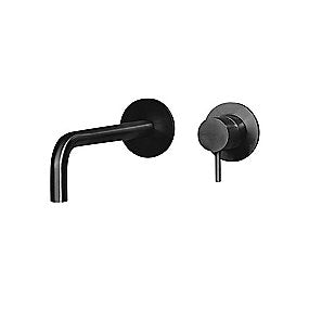 QTOO d line Circle håndvaskarmatur PVD Sampak. for indbygning 190mm tud. Poleret charcoal