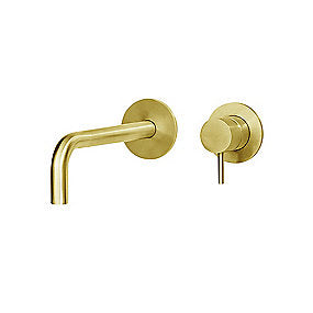 QTOO d line Circle håndvaskarmatur PVD Sampak. for indbygning 190mm tud. Poleret messing