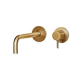 QTOO d line Circle håndvaskarmatur PVD Sampak. for indbygning 190mm tud. Poleret kobber