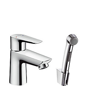 hansgrohe Talis E håndvaskarmatur med bidet, hansgrohe armatur, Talis E armatur, bidet armatur, krom armatur, 5 l/min armatur, keramisk kartusche, temperaturbegrænsning, push open bundventil, VVS.