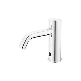 Qtoo d line sensor håndvaskarmatur, Qtoo armatur, d line armatur, berøringsfri armatur, rustfrit stål armatur, bordmonteret armatur, poleret rustfrit stål, VVS.