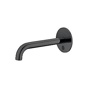 Qtoo d line sensor håndvaskarmatur, Qtoo armatur, d line armatur, berøringsfri armatur, PVD charcoal armatur, vægmonteret armatur, 190mm tud, VVS.