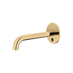 Qtoo d line sensor håndvaskarmatur, Qtoo armatur, d line armatur, berøringsfri armatur, PVD messing armatur, vægmonteret armatur, 190mm tud, VVS.