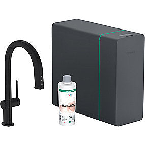 hansgrohe Aqittura M91 køkkenarmatur SodaSystem 210, udtrækstud, 1jet, sBox. Mat sort