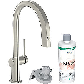 hansgrohe Aqittura M91 køkkenarmatur FilterSystem 210, udtrækstud, 1jet, sBox, Starter Set, rustfrit stål