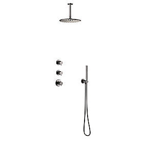 Damixa Silhouet XS 2 Indbygning til loftmontage brus udv.dele med 1 termo. 2 omskift. Børstet grå. PVD