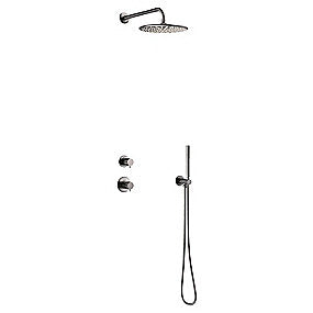 Damixa Silhouet DS 1 Indbygning til vægmontage brus udv.dele med 1 termo. 2 omskift. Børstet grå PVD