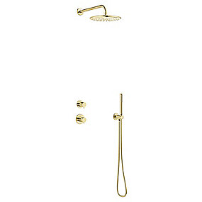 Damixa Silhouet DS 1 Indbygning til vægmontage brus udv.dele med 1 termo. 2 omskift. Poleret messing. PVD