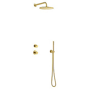 Damixa Silhouet DS 1 Indbygning til vægmontage brus udv.dele med 1 termo. 2 omskift. Børstet messing. PVD