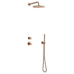 Damixa Silhouet DS 1 Indbygning til vægmontage brus udv.dele med 1 termo. 2 omskift. Børstet kobber. PVD