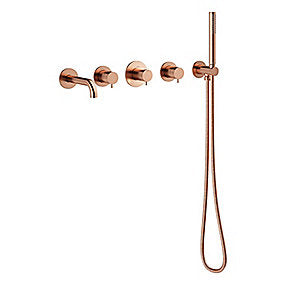 Damixa Silhouet BS 1 Indbygning til kar. Udv.dele med 1 termo. 2 omskift. hovedbruser. & tud. Børstet kobber. PVD