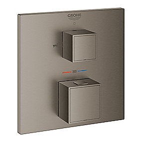 GROHE Grohtherm Cube forplade, Grohtherm Cube, Forplade, Børstet Hard Graphite forplade, Rapido SmartBox, TurboStat, AquaDimmer, GROHE, VVS.