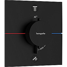 hansgrohe ShowerSelect Comfort E termostat til indbygning med afspærring til 2 udtag. Mat sort