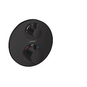 hansgrohe Ecostat S termostatarmatur til indbygning med afspærring og omsk. til 2 udtag, mat sort