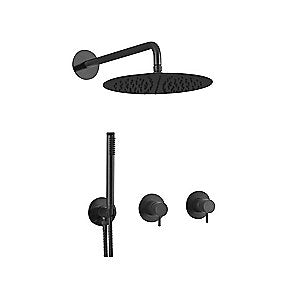 QTOO d line Circle termostat sampak med omskifter til indbygning, Ø300 hovedbruser. Sort