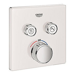GROHE SmartControl termostatarmatur til indbygning med to ventiler. Hvidt glas 2SC