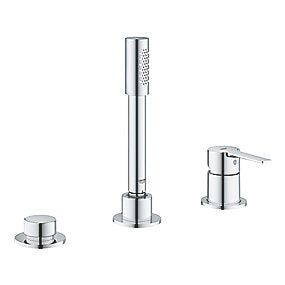 GROHE Lineare New 3-huls kar- og brusekombination, Lineare kar- og brusekombination, Krom armatur, Kar- og brusearmatur, Badeværelse, SilkMove, StarLight, Sena Stick, GROHE, VVS.