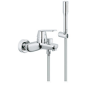 GROHE Eurosmart Cosmopolitan armatur, krom kar-brusearmatur, Euphoria Cosmopolitan håndbruser, vægmonteret armatur, SilkMove, StarLight, justerbar volumen, badeværelse, GROHE, VVS.