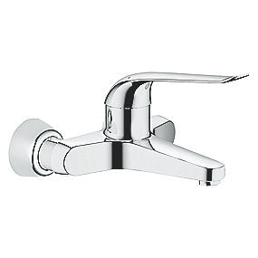 GROHE Euroeco Special håndvaskarmatur, krom håndvaskarmatur, vægmonteret armatur, sikkerhedsbatteri, 170mm greb, justerbar volumen, justerbar temperatur, EcoJoy, badeværelse, GROHE, VVS.