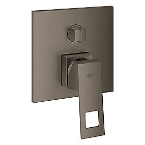 GROHE EuroCube 3-vejs brusearmatur, børstet hard graphite forplade, indbygningsarmatur, SilkMove, StarLight, QuickFix, 3-vejs omskifter, badeværelse, GROHE, VVS.