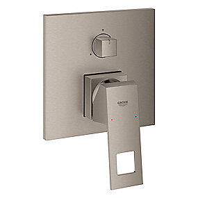 GROHE EuroCube 3-vejs brusearmatur, Supersteel forplade, indbygningsarmatur, SilkMove, StarLight, QuickFix, 3-vejs omskifter, badeværelse, GROHE, VVS.
