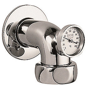 GROHE Lahrer THM / MWZ afgangsforskruning, forkromet afgangsbøjning, termometer, skruerosette, 1 1/2'' x 1 1/4'' gevind, Grohtherm XL, GROHE, VVS.