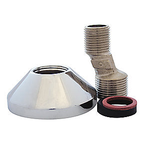 tilgangsstykke excentrisk 3/4'' x 1/2''x 57mm. Med roset Ø70mm. Krom