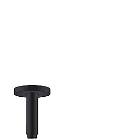 hansgrohe loftbefæstigelse, mat sort loftbefæstigelse, 100mm, rund roset, hovedbruser, badeværelse, hansgrohe, VVS.