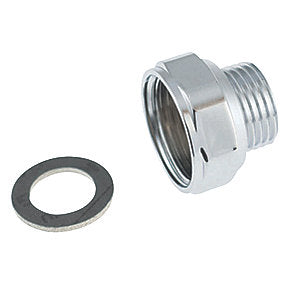 Mora overg. muffe 3/4x1/2 m/pakning, muffe G3/4'' (udv.) og nippel G1/2'' (indv.)