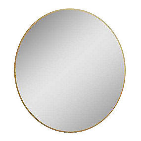 Luxor spejl Ø60cm LED. 230 V, Nettilslutning. Mat guld