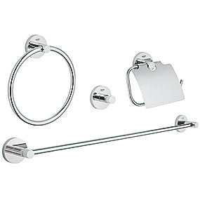 GROHE Essentials tilbehørssæt 4 i 1, håndklædeholder-ring, krog, papirholder