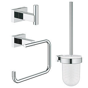 GROHE Essentials tilbehørssæt 3 i 1, toiletbørsteholder, krog, papirholder. Krom