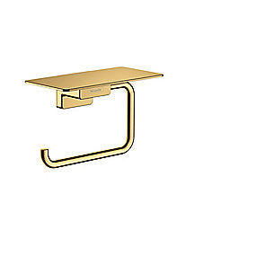 hansgrohe Addstoris toiletpapirholder med hylde. Poleret guld-optik