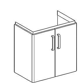 GEBERIT Renova compact vaskeskab 597x397x605mm 2låger blankpoleret hvid lakeret