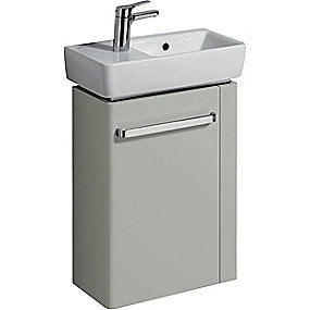 GEBERIT Renova compact vaskeskab 448x252x604mm 1låge/håndkl.holder th blankpoleret lakeret
