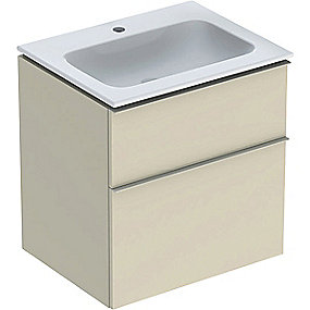 GEBERIT Icon møbelpakke 600x480x630mm 2skuffer sand-grå lakeret højglans, keratect, greb sandgrå pulverlakeret mat